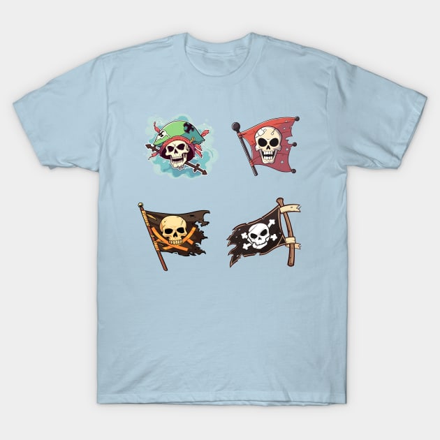 Pirate Flag Pack T-Shirt by Gullible Grotto